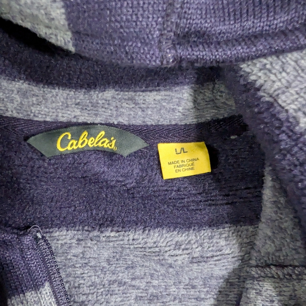 Cabela's hooded sweater jacket‎ zip up purple gray striped Large - Picture 5 of 9